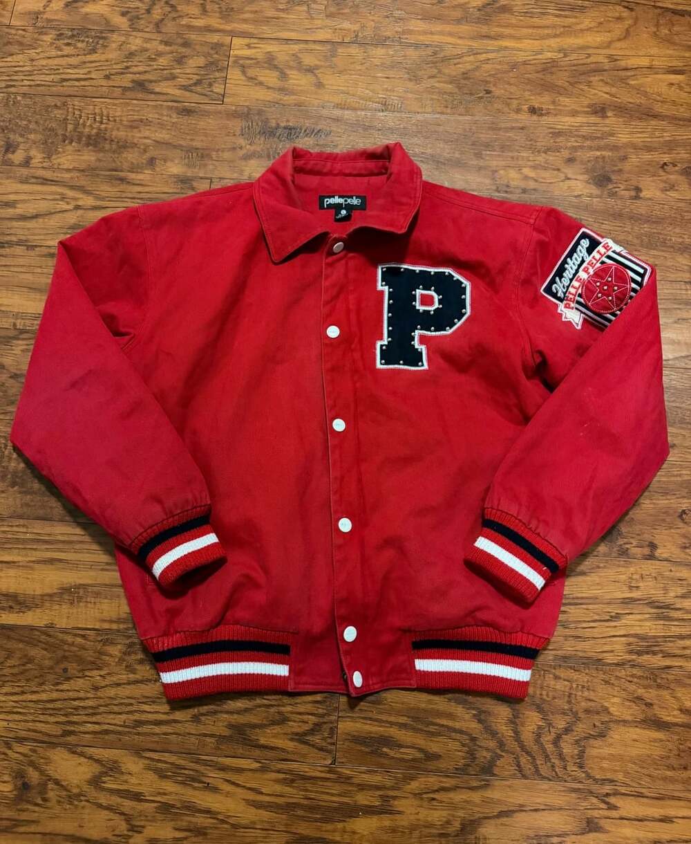Pelle Pelle Heritage Series Varsity Jacket Size L Red Cotton Bomber